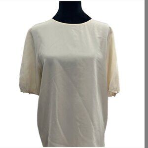 Salvatore Ferragamo Vintage Silk Blouse Short Sleeve Button Back Luxury Designer